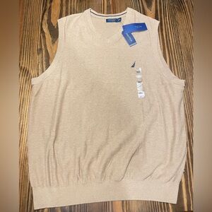 Nautica Men’s Tan V-Neck Sweater Vest 2XLT NWT